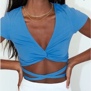NWT Princess Polly blue crop top